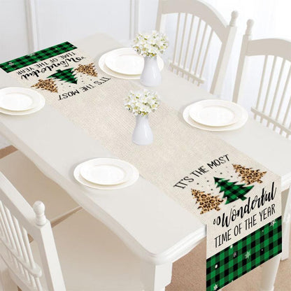 Merry Christmas Linen Table Runner