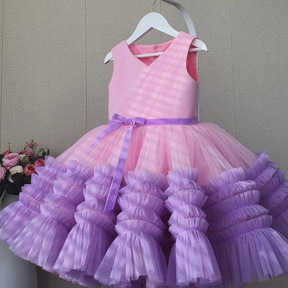 Prinsessenjurk voor Meisjes - Gelaagd - Polyester/Tule - Ronde Hals - Perfect voor Dagelijks en Feestjes