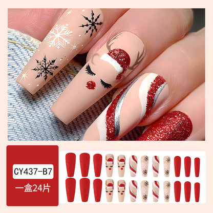 Herziene Producttitel: Rosalie - Kerstnagelkunst - Rood - Kunststof - Met Sneeuwvlok Design.