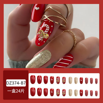 Herziene Producttitel: Rosalie - Kerstnagelkunst - Rood - Kunststof - Met Sneeuwvlok Design.