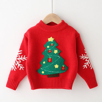 Kersttrui Kinderen - Groen - Hoogwaardig Polyester - Met Kerstboom Patroon