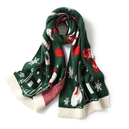 Sophia - Warme Kerst Sjaal - Rood/Blauw/Groen - Katoen/Polyester Mix - Stijlvol Kerstontwerp