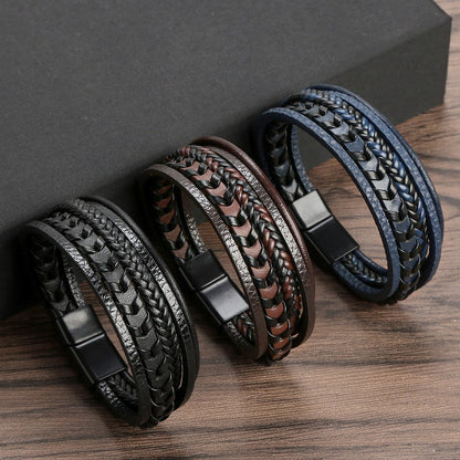 Leren Armband Heren Gevlochten — Stoere Armband met Magneetsluiting