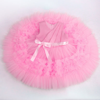 Prinsessenjurk voor Meisjes - Gelaagd - Polyester/Tule - Ronde Hals - Perfect voor Dagelijks en Feestjes