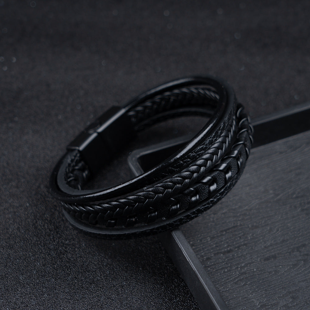 Leren Armband Heren Gevlochten — Stoere Armband met Magneetsluiting