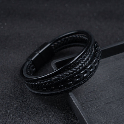 Leren Armband Heren Gevlochten — Stoere Armband met Magneetsluiting