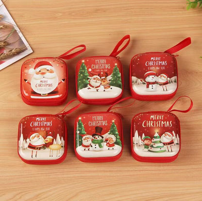 Sophie - Kerstmis Munten Opberg Tas - Set van 10 - PVC en Polyester - Vierkant Ontwerp