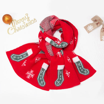 Isabella - Warme Kerst Sjaal - Rood en Wit - Katoen/Polyester met Sneeuwlaars Ontwerp