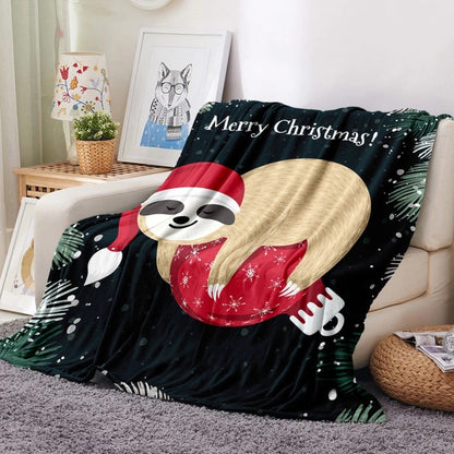 Emma - Kerstdekens - Rood met Eland en Kerstboom Design - Warm Vleece