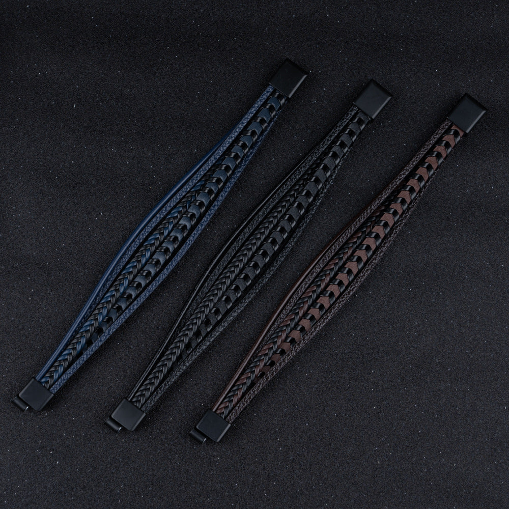 Leren Armband Heren Gevlochten — Stoere Armband met Magneetsluiting