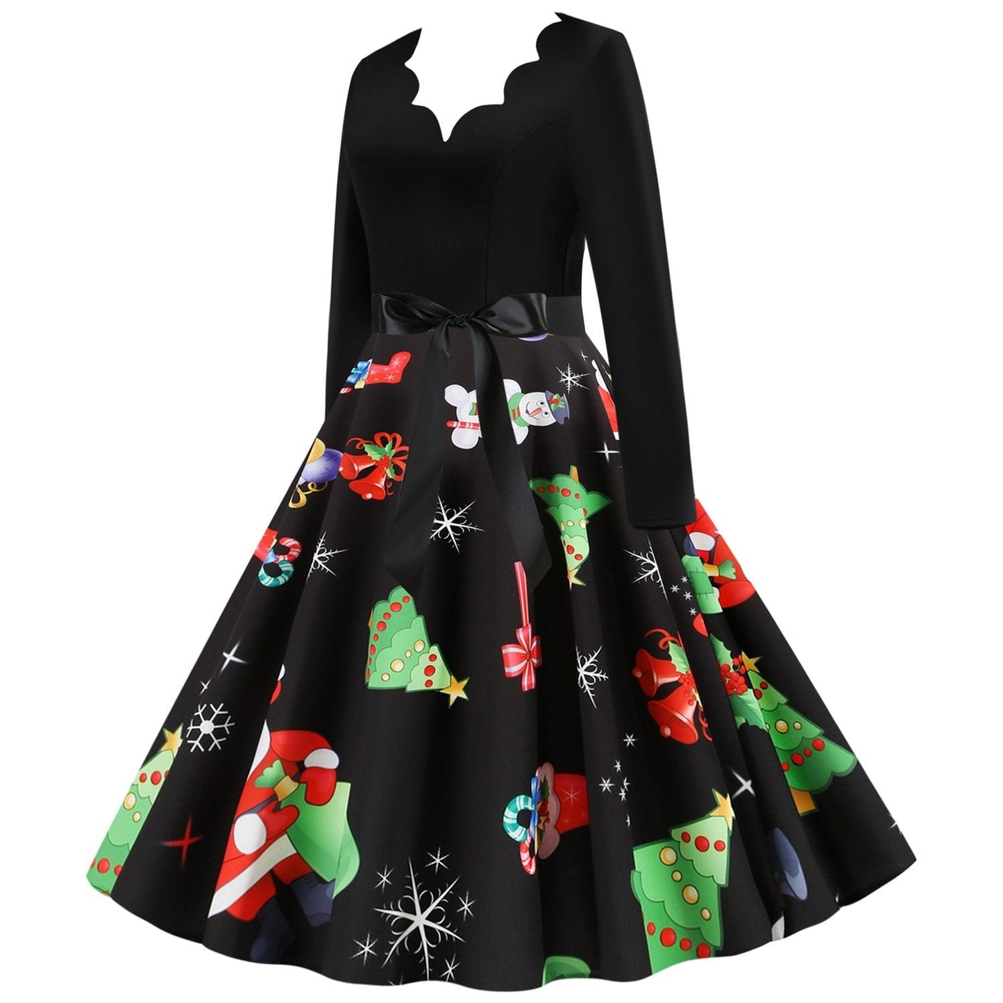 Vintage Kerstjurk Dames - Perfect voor Kerst - Elegante Retro Stijl met Comfortabele Pasvorm