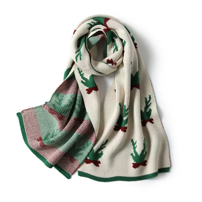 Sophia - Warme Kerst Sjaal - Rood/Blauw/Groen - Katoen/Polyester Mix - Stijlvol Kerstontwerp