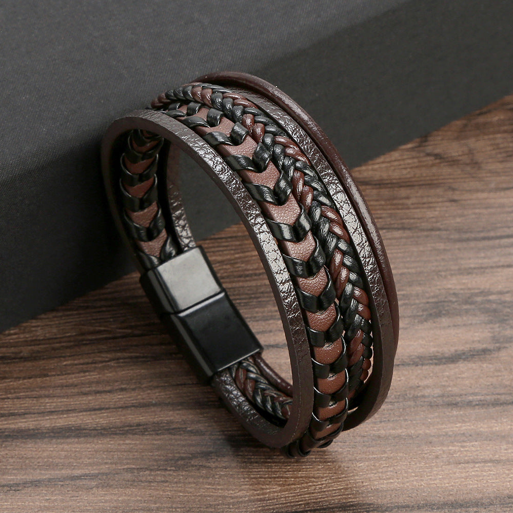 Leren Armband Heren Gevlochten — Stoere Armband met Magneetsluiting