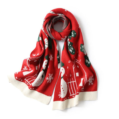 Sophia - Warme Kerst Sjaal - Rood/Blauw/Groen - Katoen/Polyester Mix - Stijlvol Kerstontwerp