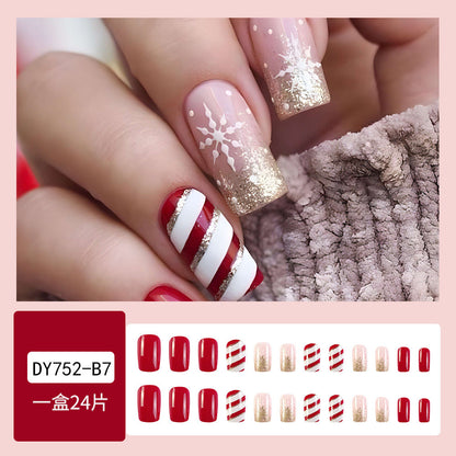 Herziene Producttitel: Rosalie - Kerstnagelkunst - Rood - Kunststof - Met Sneeuwvlok Design.