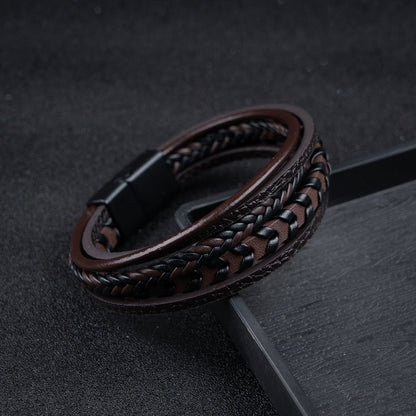 Leren Armband Heren Gevlochten — Stoere Armband met Magneetsluiting