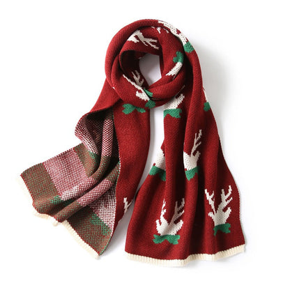 Sophia - Warme Kerst Sjaal - Rood/Blauw/Groen - Katoen/Polyester Mix - Stijlvol Kerstontwerp