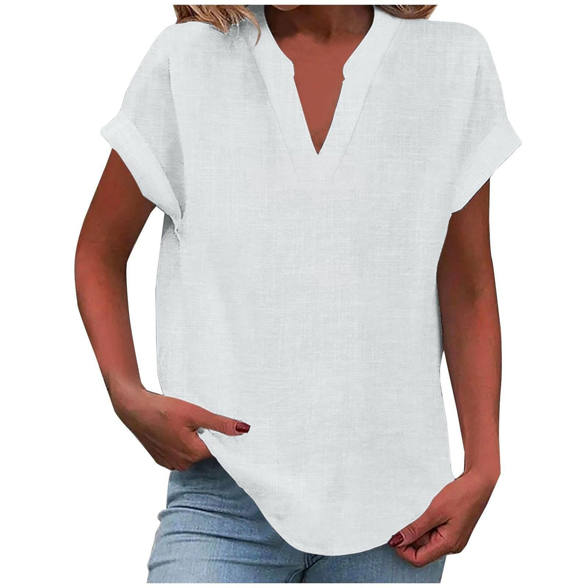 Luchtige blouse dames marineblauw - relaxed fit detail mouw