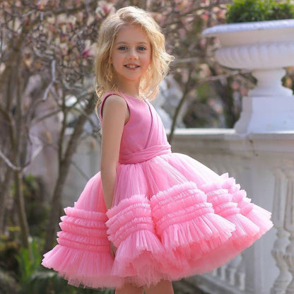 Prinsessenjurk voor Meisjes - Gelaagd - Polyester/Tule - Ronde Hals - Perfect voor Dagelijks en Feestjes