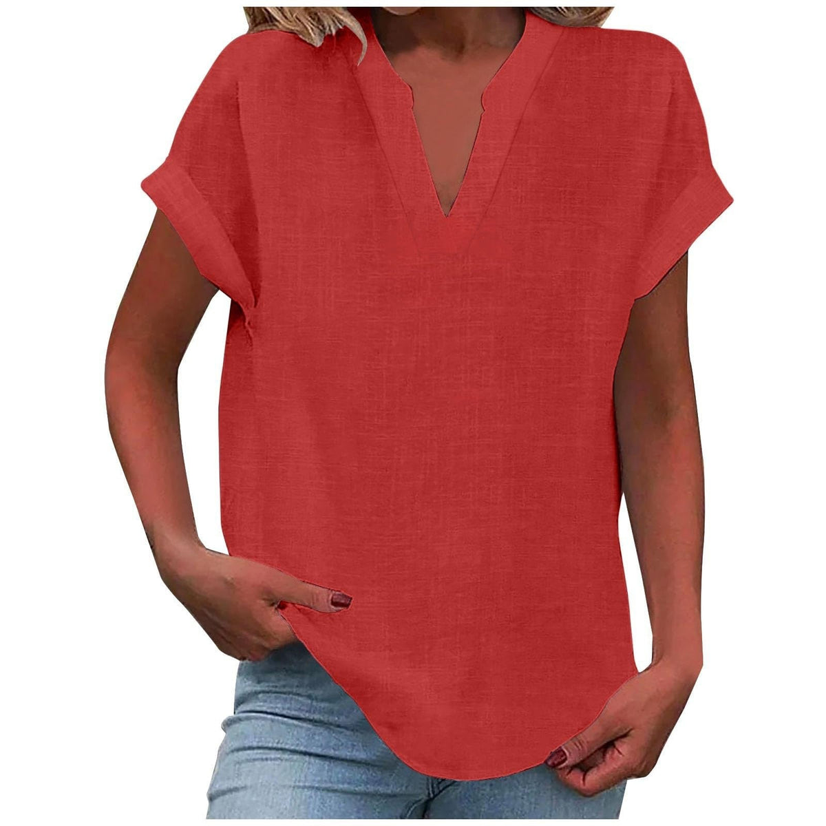 V-hals blouse dames rood - elegant en veelzijdig