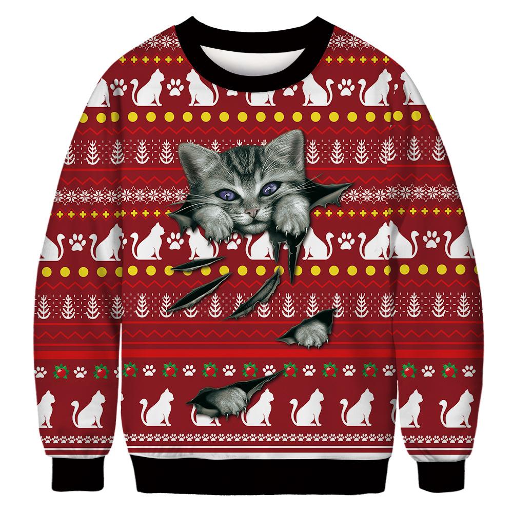 Kersttrui met Schattige Kattenprint | Perfect voor de Feestdagen