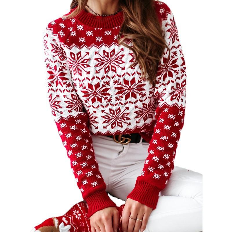 Casual Dames Kersttrui met Sneeuwvlokken | Gebreid | Perfect voor de Feestdagen en Winterseizoen | Comfortabele Pasvorm