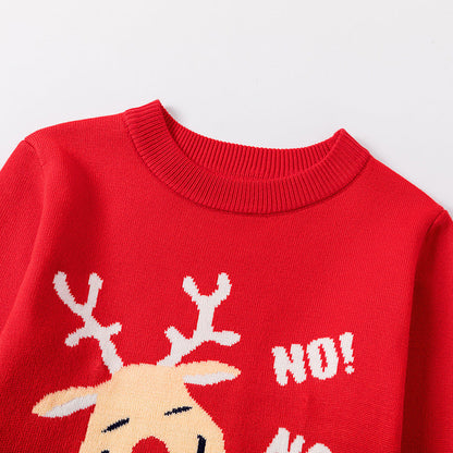 Gebreide kersttrui voor kinderen met kerstmotief op de voorkant