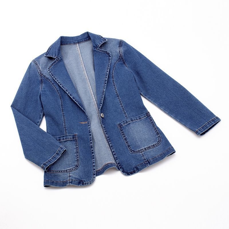 Denim Blazer - Vrouw - Premium Denim - Organisch en Duurzaam - Comfortabele Pasvorm, Kreukvrij