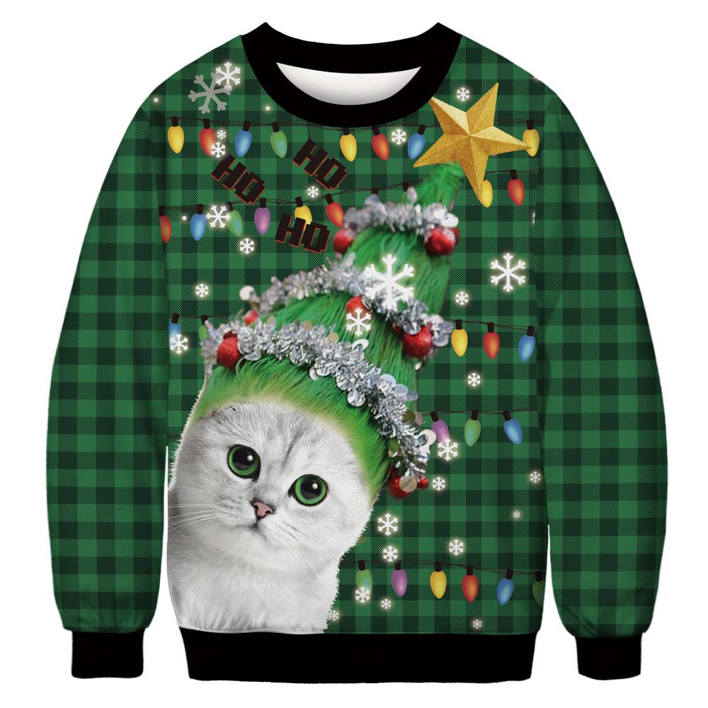 Kersttrui met Schattige Kattenprint | Perfect voor de Feestdagen