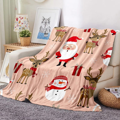 Emma - Kerstdekens - Rood met Eland en Kerstboom Design - Warm Vleece