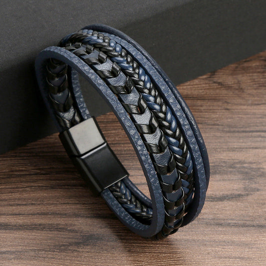 Leren Armband Heren Gevlochten — Stoere Armband met Magneetsluiting