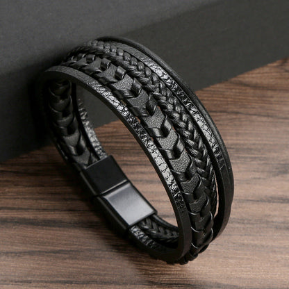 Leren Armband Heren Gevlochten — Stoere Armband met Magneetsluiting