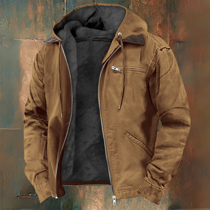 Heren winterjas met warme voering en retro look