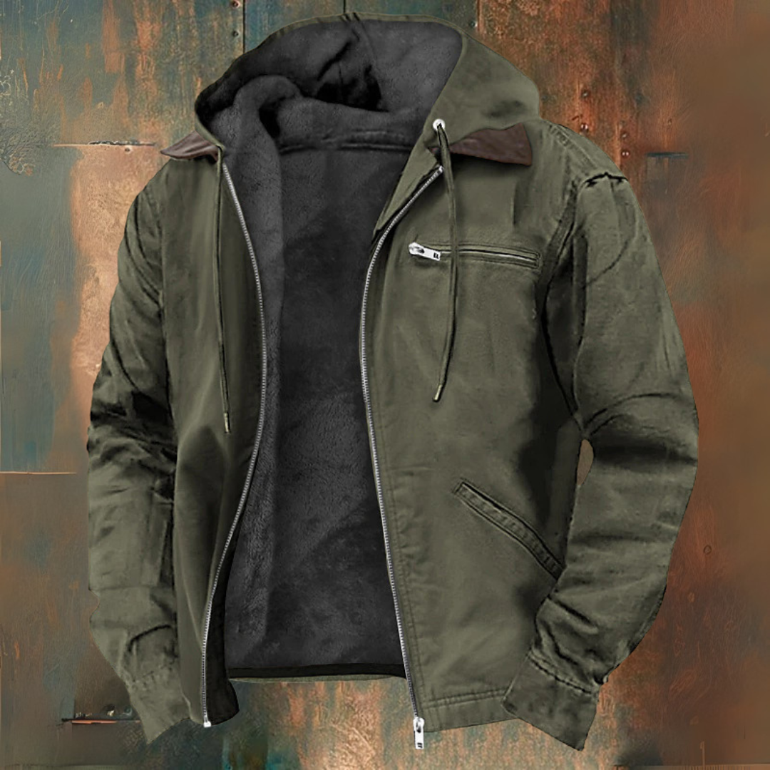 Heren winterjas met warme voering en retro look