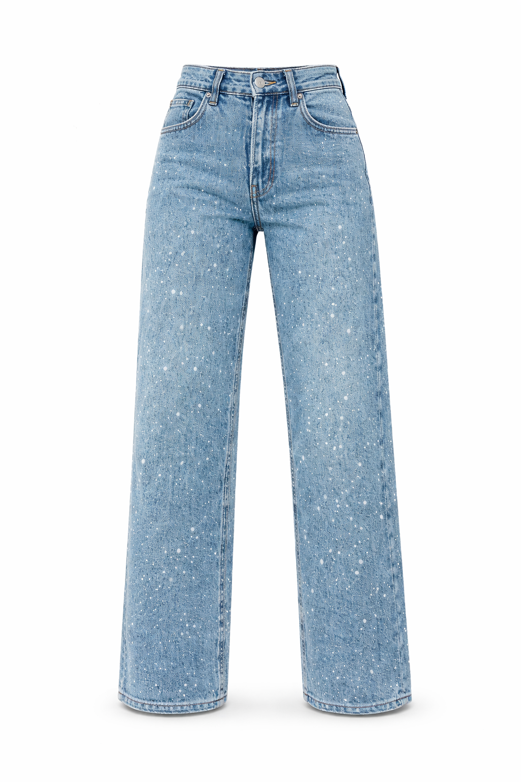 High waist wide leg jeans dames met glitterdetails
