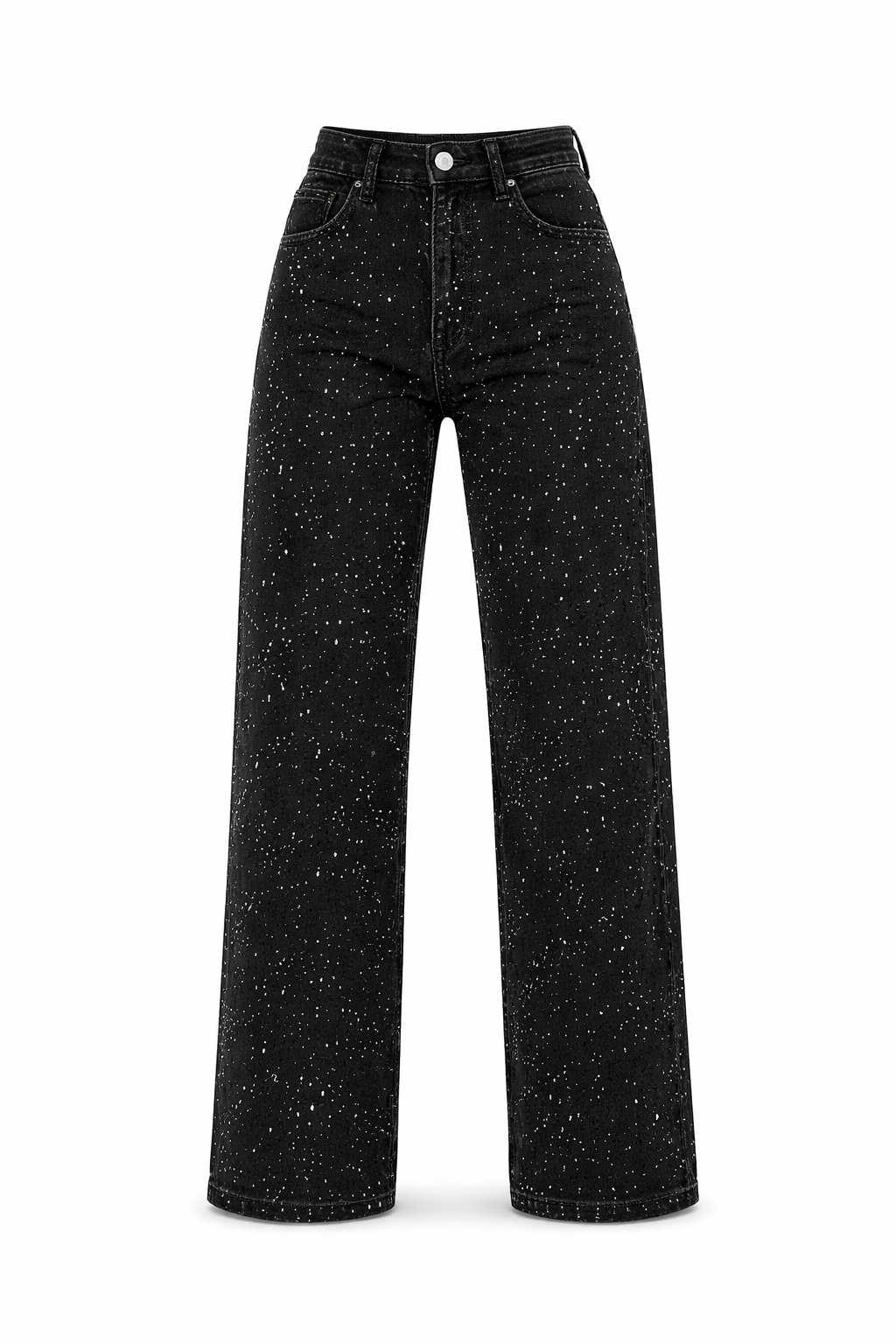 High waist wide leg jeans dames met glitterdetails
