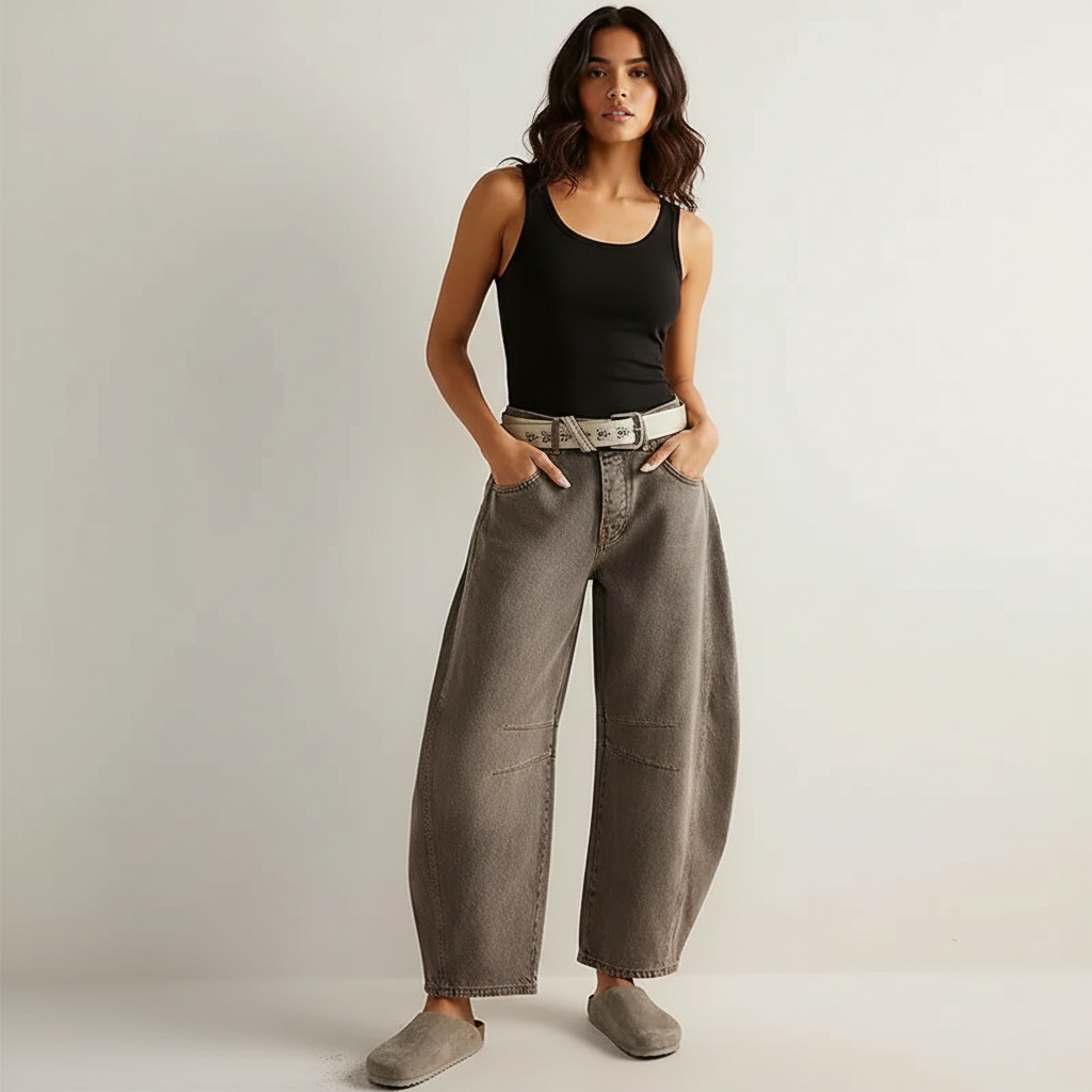 Barrel jeans dames - draagbeeld