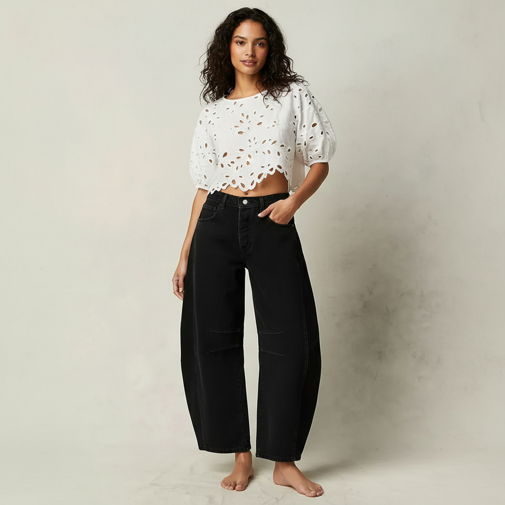 Barrel jeans dames - draagbeeld