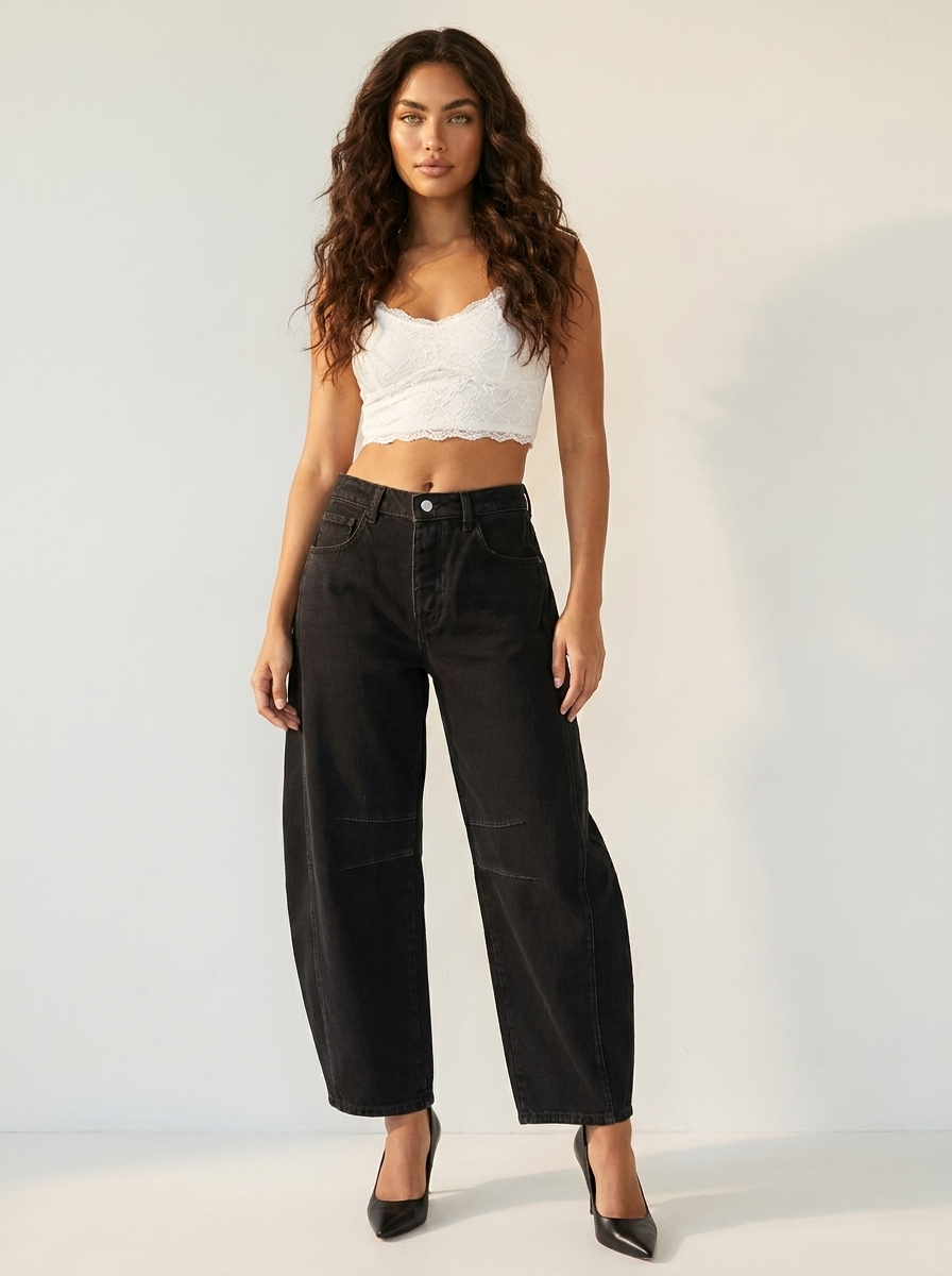 Barrel jeans dames - draagbeeld