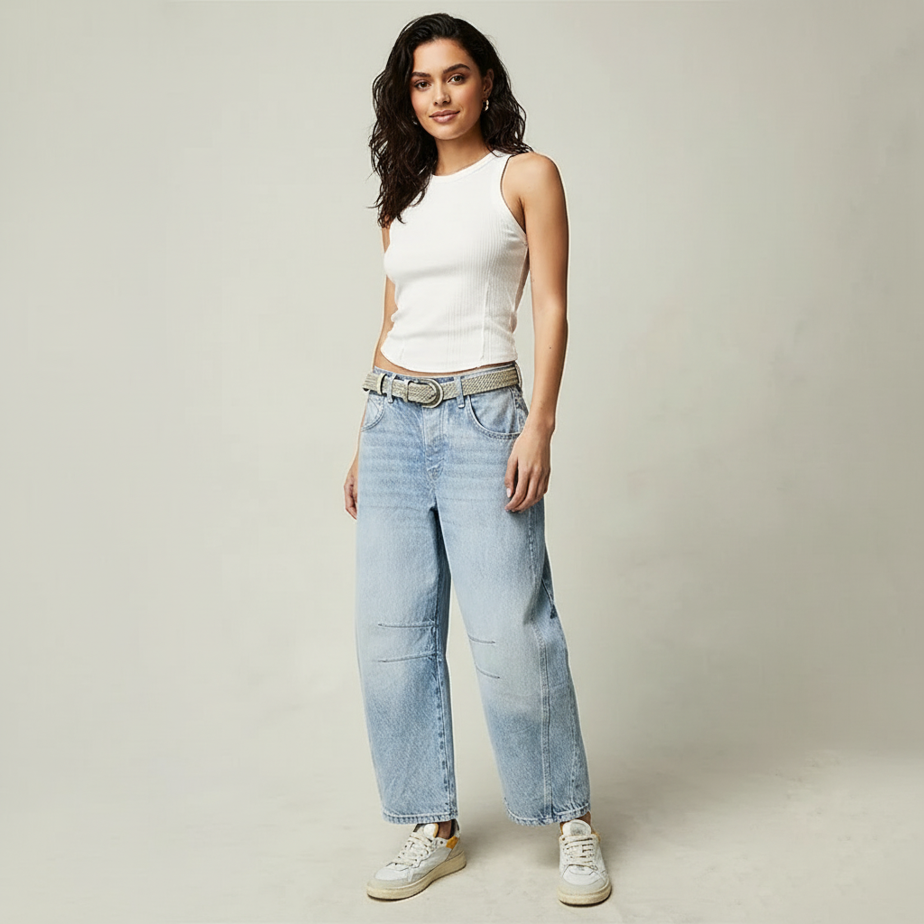 Barrel jeans dames - draagbeeld