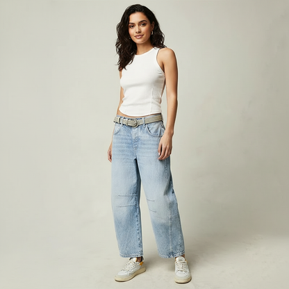 Barrel jeans dames - draagbeeld
