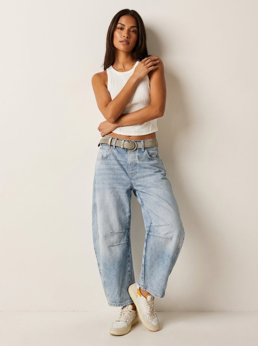 Barrel jeans dames - draagbeeld