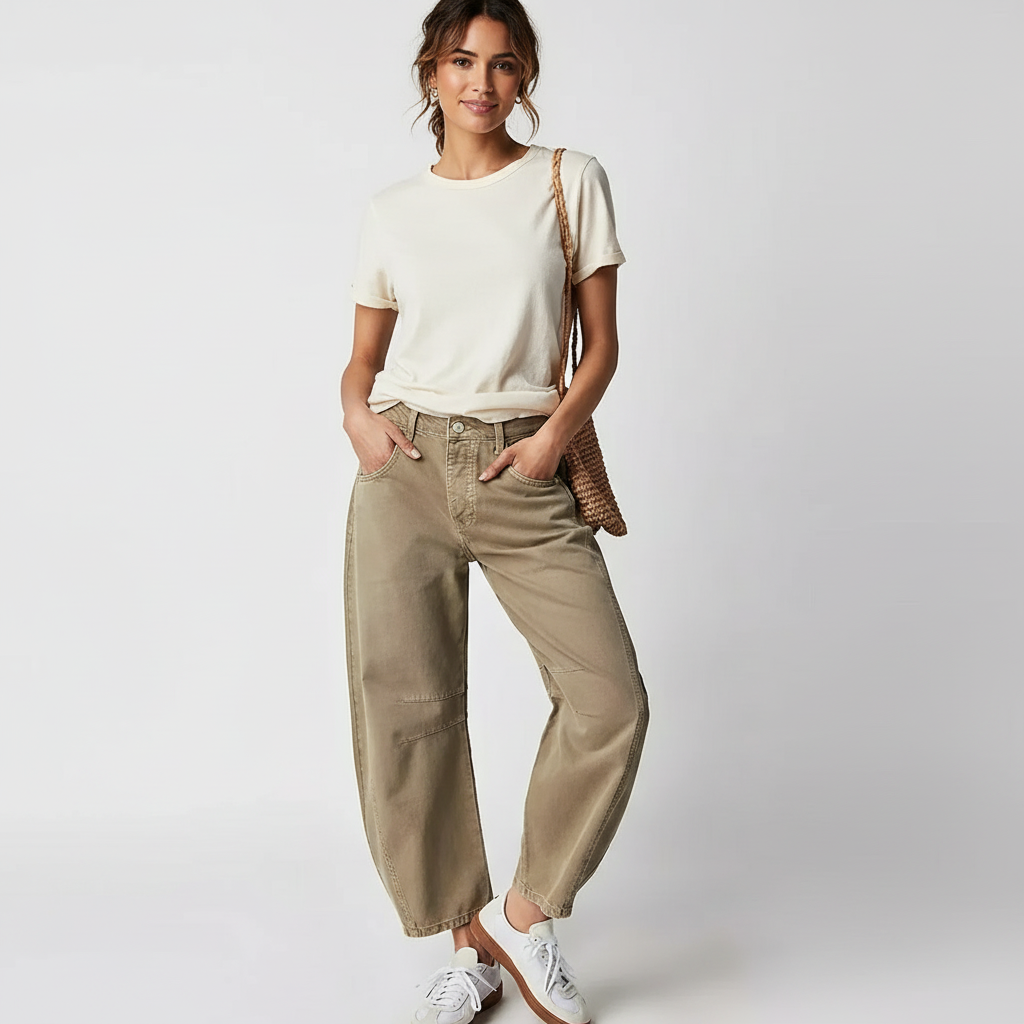 Barrel jeans dames - draagbeeld