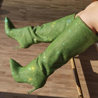 Kristallen Laarzen Dames - Over-de-Knie Glamour - Pailletten en Comfort