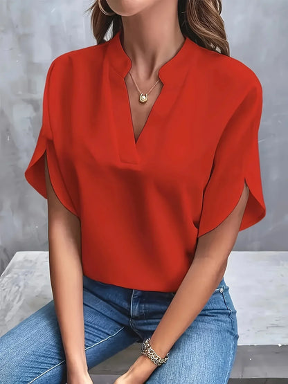 Elegante blouse dames zwart - V-hals close-up