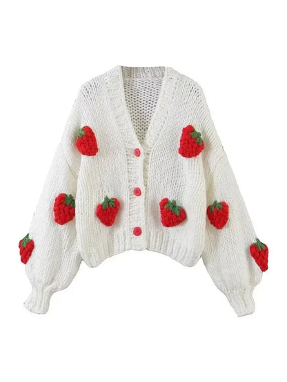 Schattig Aardbeien Vest - Dames - Warm, Trendy en Perfect voor Herfst en Winter