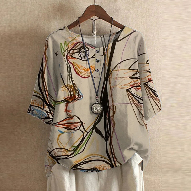 Retro damesblouse - vintage stijlvolle vrouwelijke blouse