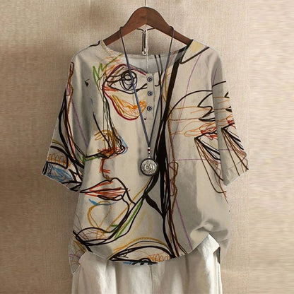 Retro damesblouse - vintage stijlvolle vrouwelijke blouse