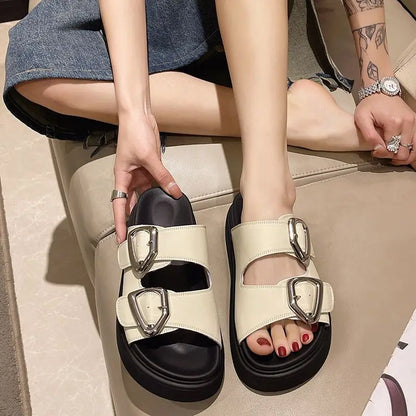 Sandalen voor Dames met Comfortabele Zool en Leren Bandjes