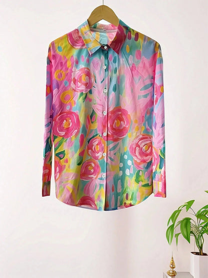 Kleurrijke damesblouse met speelse print - vrolijke stijlvolle blouse